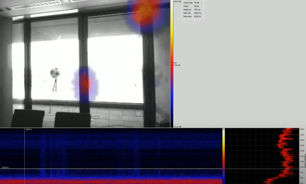 Рис. 2. Изображение локальных утечек при работе акустической камеры &laquo;SoundCam&raquo;.